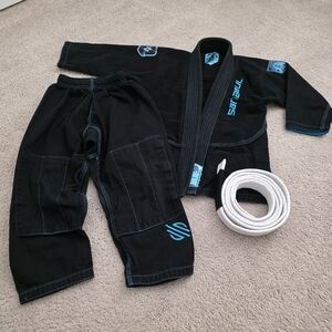 Sanabul BJJ Jijitsu Gi Boys Size K1 6/7 black blue Cotton